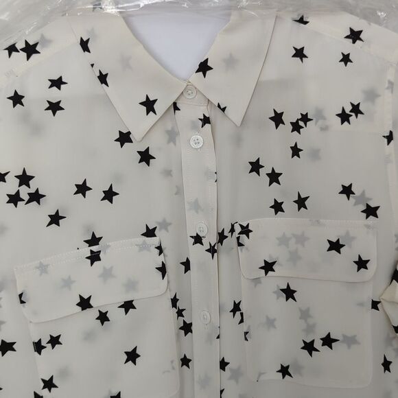 EQUIPMENT Slim Signature Star Silk Shirt White Top Small - Picture 7 of 15